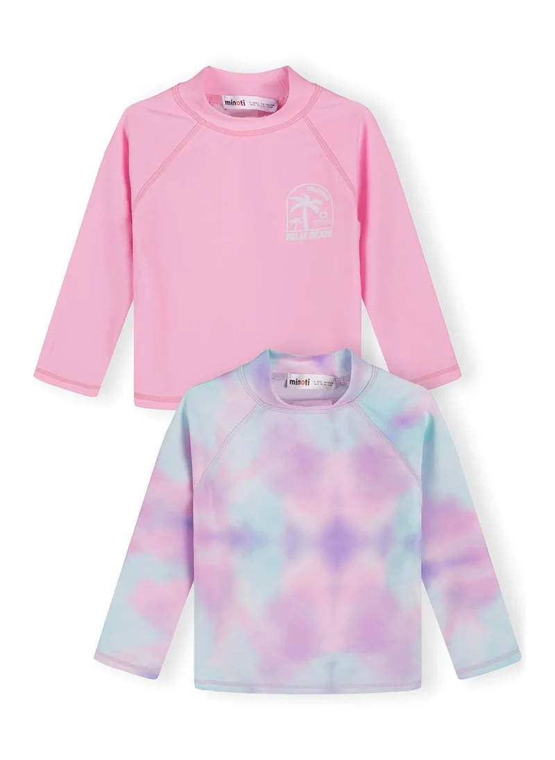MINOTI Girls rash vest long sleeve pink blue gradient